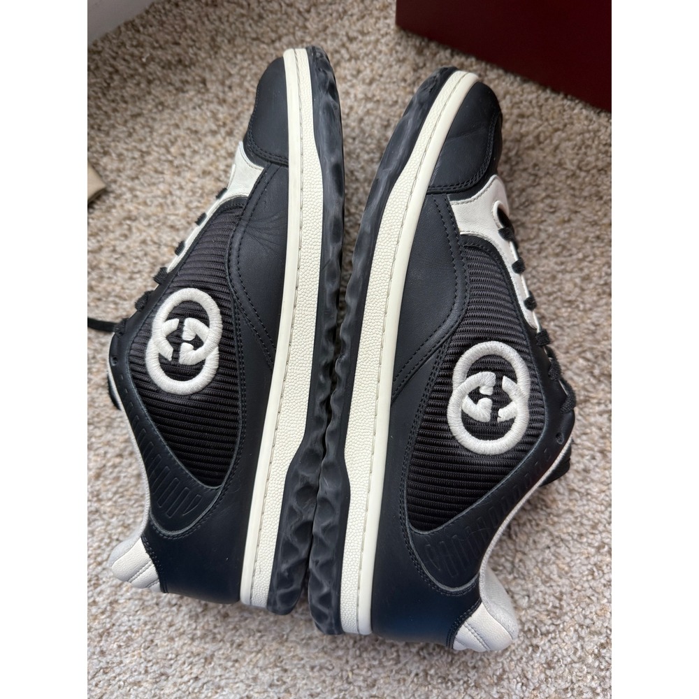 Gucci Mac80 Black white‎ Leather GG Logo Sneakers Shoes men Size 8 women 10 - Picture 4 of 14